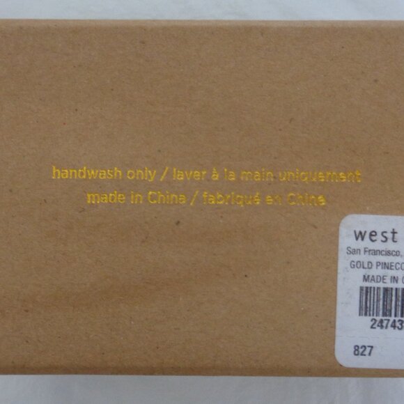 WEST ELM gold pinecone salt & pepper shakers NIB Holiday Tableware - Picture 6 of 6